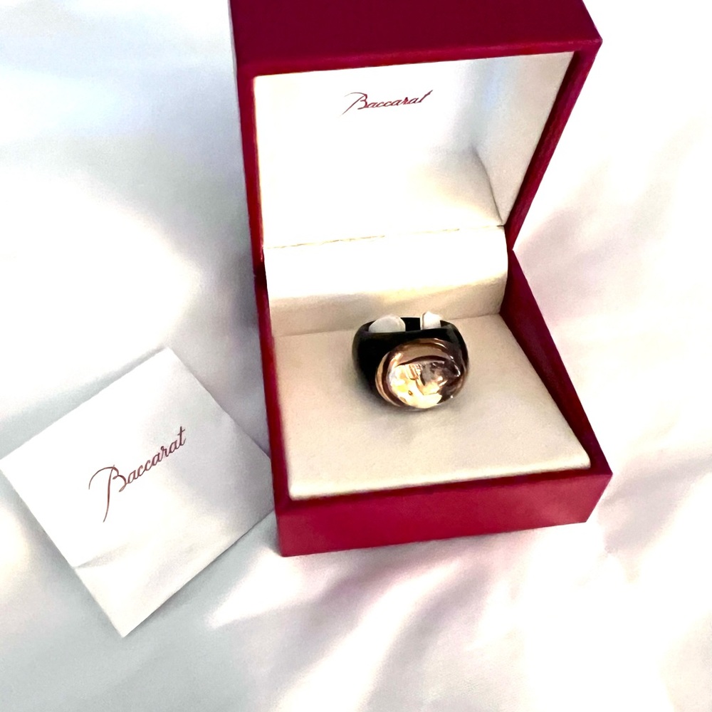 Baccarat Tango Women's Ring with Onyx Band and Gold Crystal
